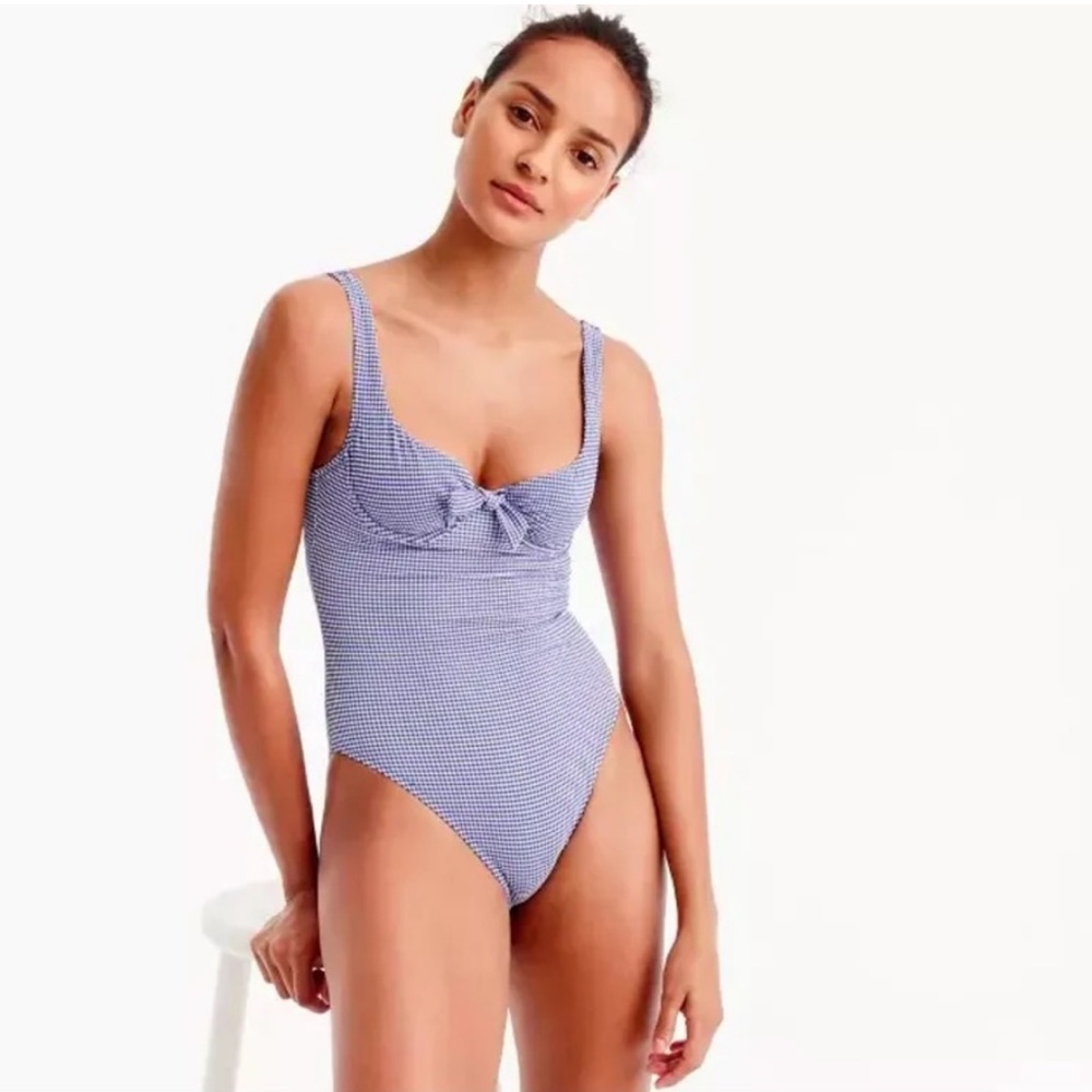 Blue gingham Jcrew one piece swimsuit size 4 NWT